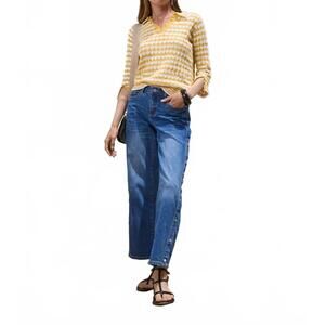 NEW FDJ 3/4 sleeve polo sweater in yellow